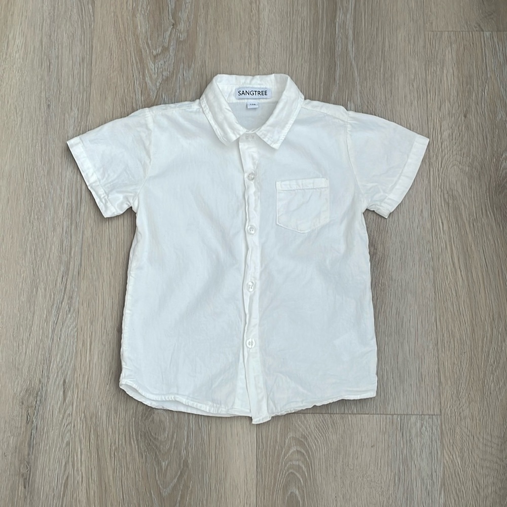 Sangtree toddler white button down shirt